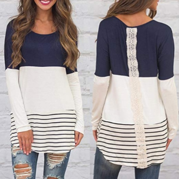 KingsTrend Tops - NWT Womens Back Lace Long Sleeve Blouse